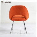 Assento estofado de tecido moderno com cadeira de perna de metal